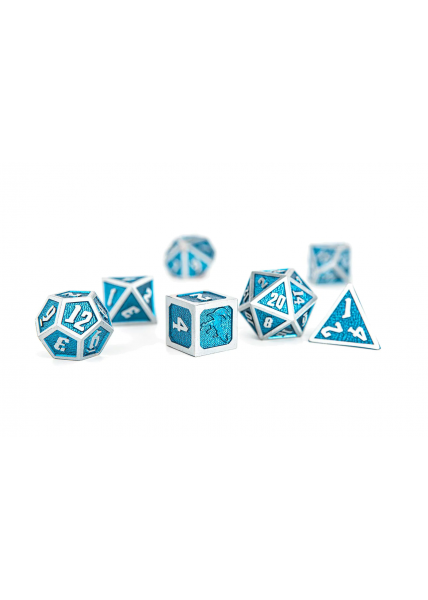 Solid Metal RPG Dice Set - Blue Draconis